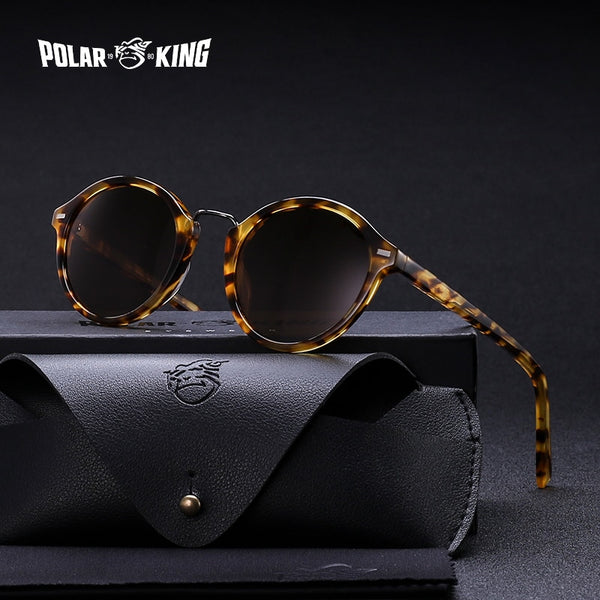 POLARKING Brand Vintage Round Polarized Men Sunglasses