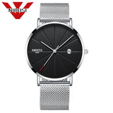 NIBOSI Men Blue Stainless Steel Ultra Thin Watches