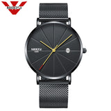 NIBOSI Men Blue Stainless Steel Ultra Thin Watches