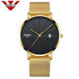NIBOSI Men Blue Stainless Steel Ultra Thin Watches