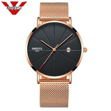 NIBOSI Men Blue Stainless Steel Ultra Thin Watches