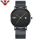 NIBOSI Men Blue Stainless Steel Ultra Thin Watches