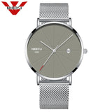NIBOSI Men Blue Stainless Steel Ultra Thin Watches