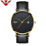 NIBOSI Men Blue Stainless Steel Ultra Thin Watches