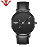 NIBOSI Men Blue Stainless Steel Ultra Thin Watches