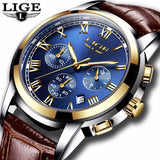LIGE Watches Men Sports Waterproof Date Analogue Quartz Men's Watches