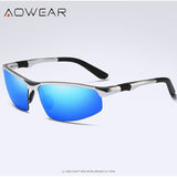 AOWEAR Brand Designer Rimless Sunglasses Men Porlarized