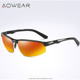 AOWEAR Brand Designer Rimless Sunglasses Men Porlarized
