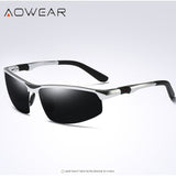 AOWEAR Brand Designer Rimless Sunglasses Men Porlarized
