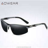 AOWEAR Brand Designer Rimless Sunglasses Men Porlarized