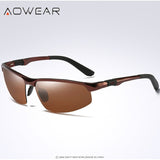 AOWEAR Brand Designer Rimless Sunglasses Men Porlarized