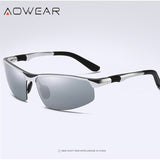 AOWEAR Brand Designer Rimless Sunglasses Men Porlarized
