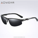 AOWEAR Brand Designer Rimless Sunglasses Men Porlarized