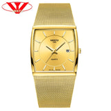 NIBOSI Golden Quartz Watch Men