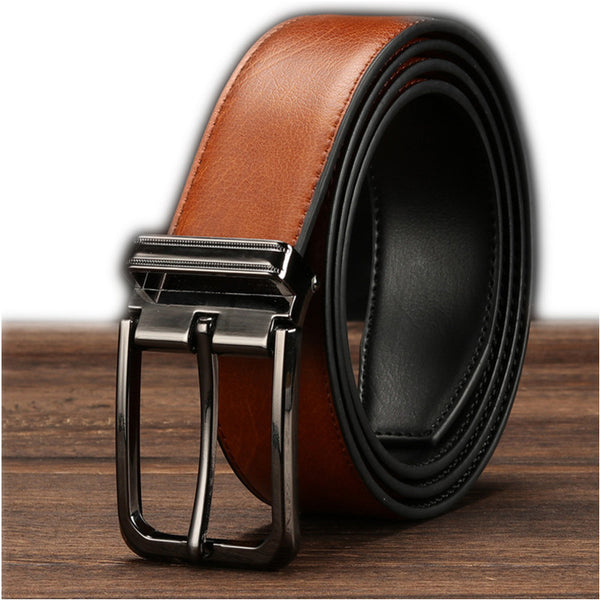 EL BARCO 2018 High Quality Leather Men Belt Casual Black Brown Male Belt Luxury Design Double-sided Strap Belts For Men Cinturon