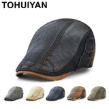 TOHUIYAN Men Women Vintage Cotton Patchwork Newsboy Cap