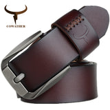 COWATHER Vintage style pin buckle cow genuine leather belts