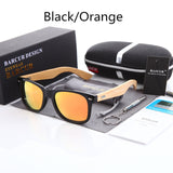 BARCUR Polarized Bamboo Sunglasses Men Wooden Sun glasses