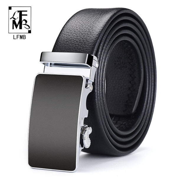 [LFMB]Men Belt Automatic Genuine Leather Luxury Black Belt