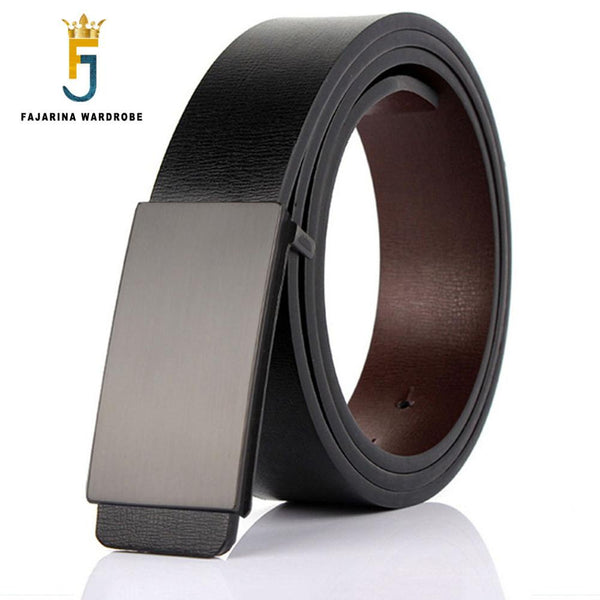 FAJARINA Brand Men's Quality Design PU 2nd Layer Genuine Leather Black Fashion Belts
