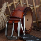 COWATHER Vintage style pin buckle cow genuine leather belts