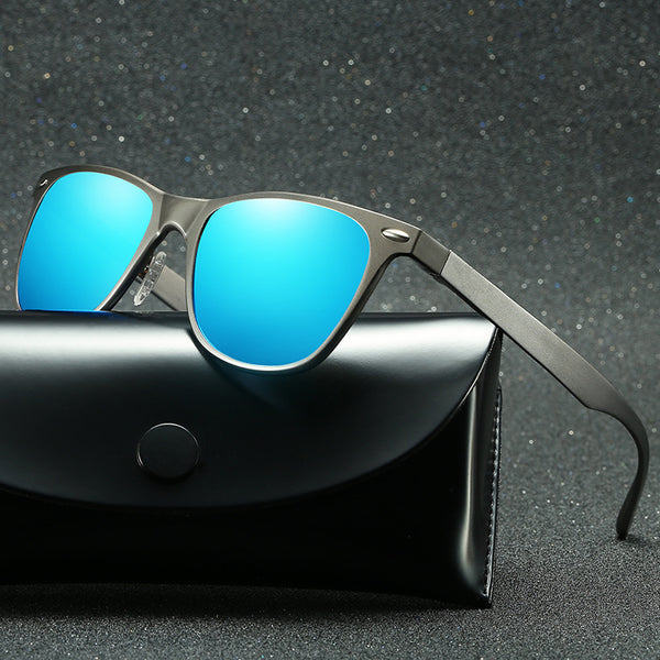 Vintage Men Polarized Sunglasses Aluminum Magnesium Driving Glasses Rectangle Shades For Oculos masculino Male Can Engrave logo