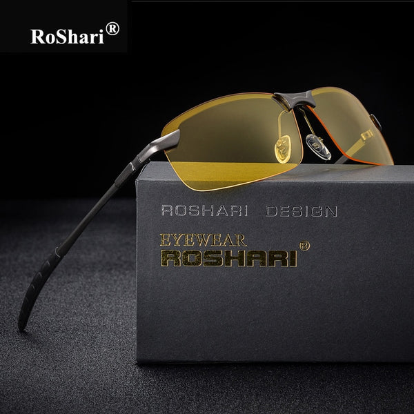 RoShari Men Glasses Car Drivers Night Vision
