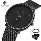 WWOOR Ultra-thin Mesh Fashion Sport Mens Watches