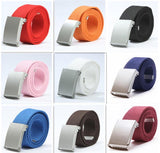 Fashion New Unisex Trousers Belts Canvas Belt metal buckle Men Women Boys Jeans belts Candy Colors Top quality110cm luxury belts