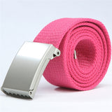Fashion New Unisex Trousers Belts Canvas Belt metal buckle Men Women Boys Jeans belts Candy Colors Top quality110cm luxury belts