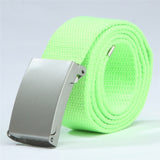 Fashion New Unisex Trousers Belts Canvas Belt metal buckle Men Women Boys Jeans belts Candy Colors Top quality110cm luxury belts