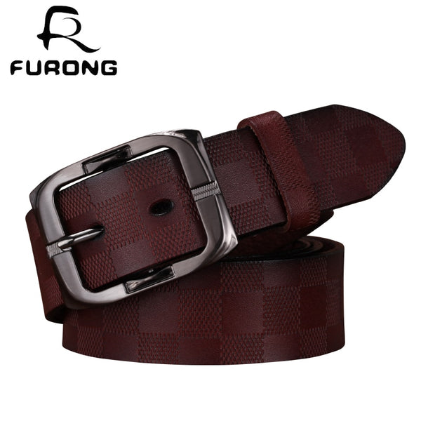 FURONG Lattice Embossing Genuine Leather Belt