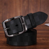 FURONG Lattice Embossing Genuine Leather Belt