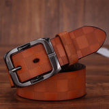 FURONG Lattice Embossing Genuine Leather Belt