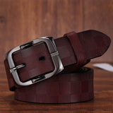 FURONG Lattice Embossing Genuine Leather Belt