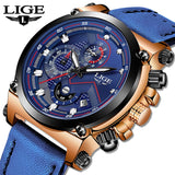 LIGE Watch Luxury Brand Men Analog Leather Sport Watches