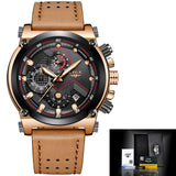 LIGE Watch Luxury Brand Men Analog Leather Sport Watches