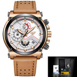 LIGE Watch Luxury Brand Men Analog Leather Sport Watches